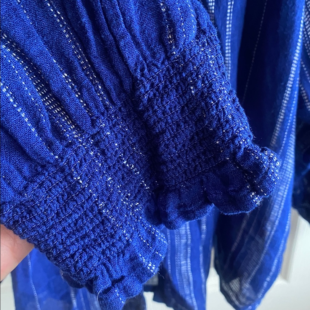 Rails NWT Mariah Relaxed Fit Blue/White Striped Linen Blend Button-Up Blouse - Picture 7 of 14
